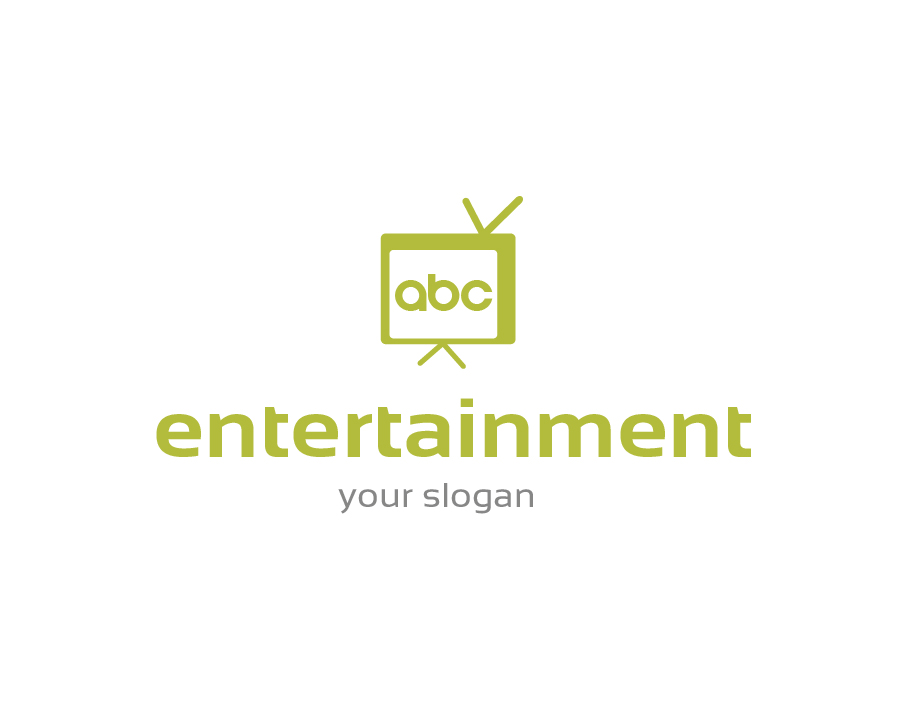 Entertainment Logo with Vintage TV in Green